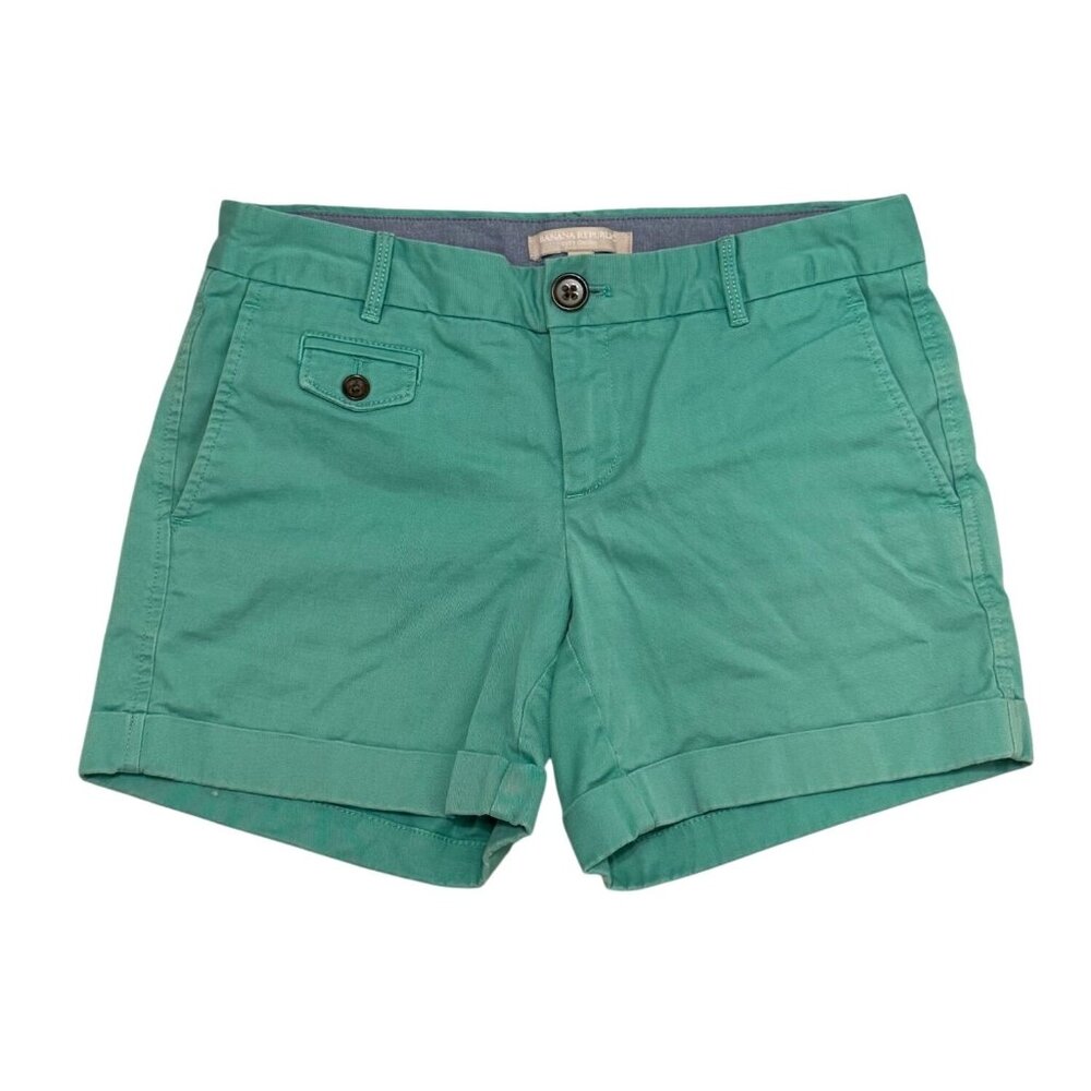 Banana Republic‎ City Chino Low Rise Womens Shorts Mint Green 0 Cotton Blend